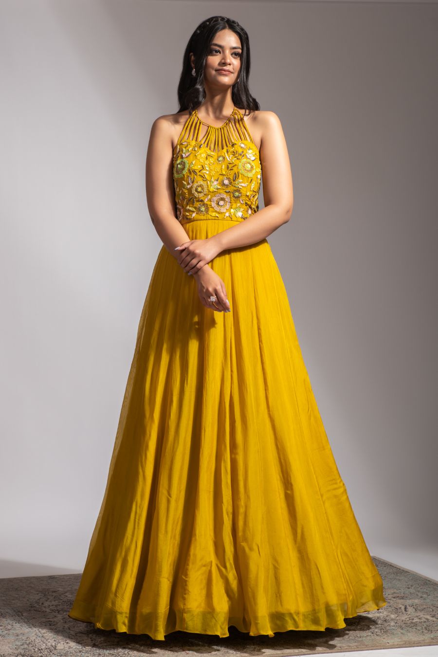 Mustard colour gown hotsell