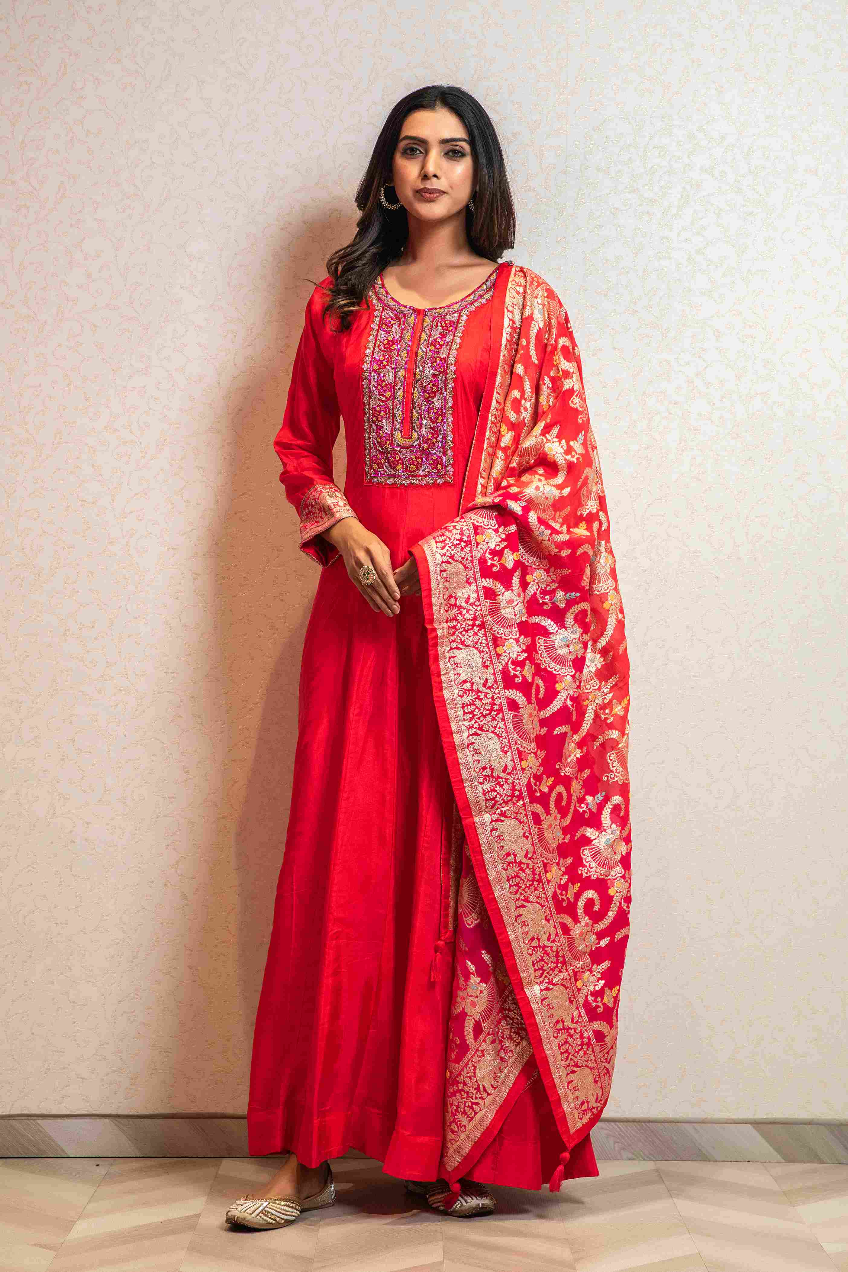 Shops anarkali with banarasi dupatta