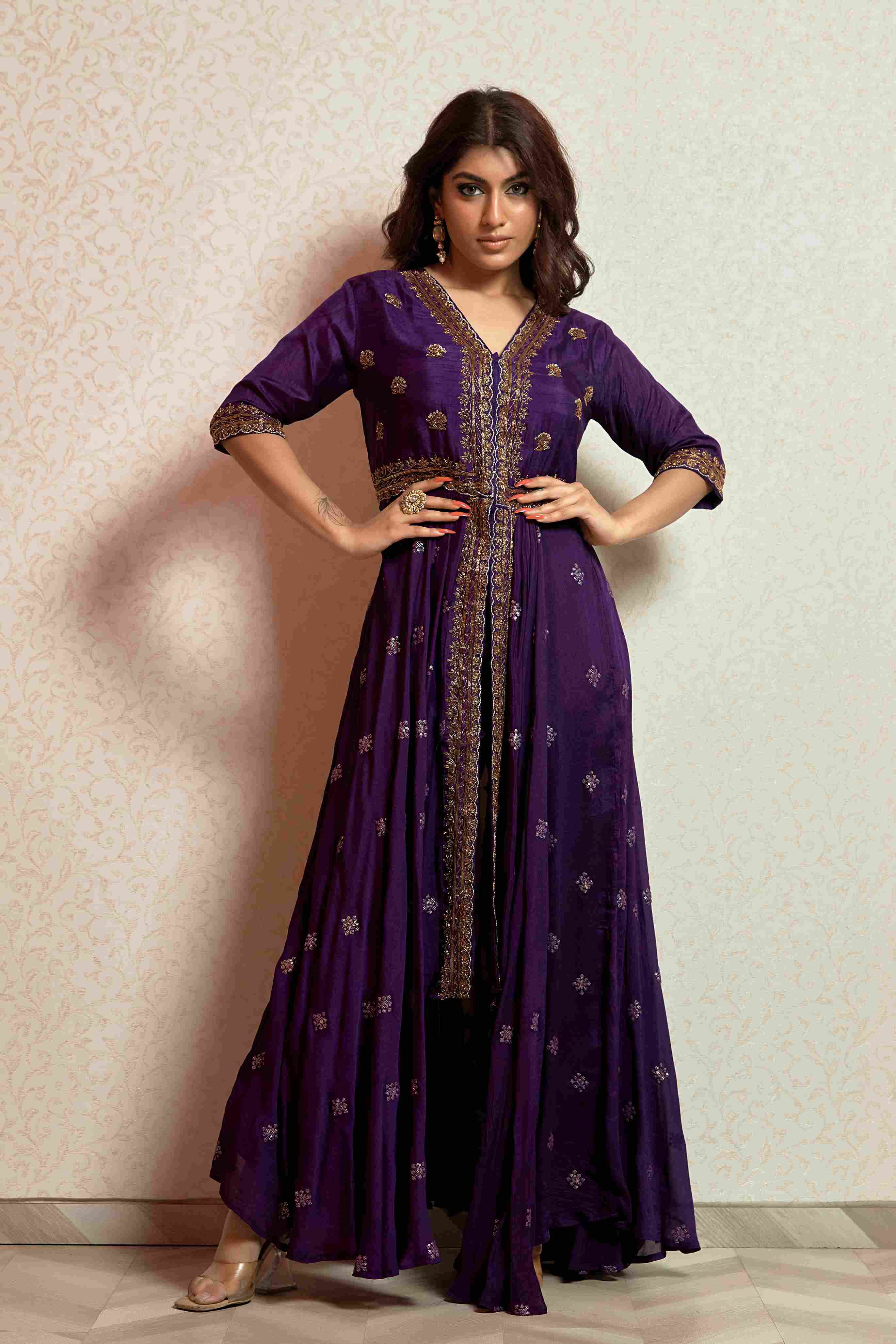 Purple indo western dress best sale